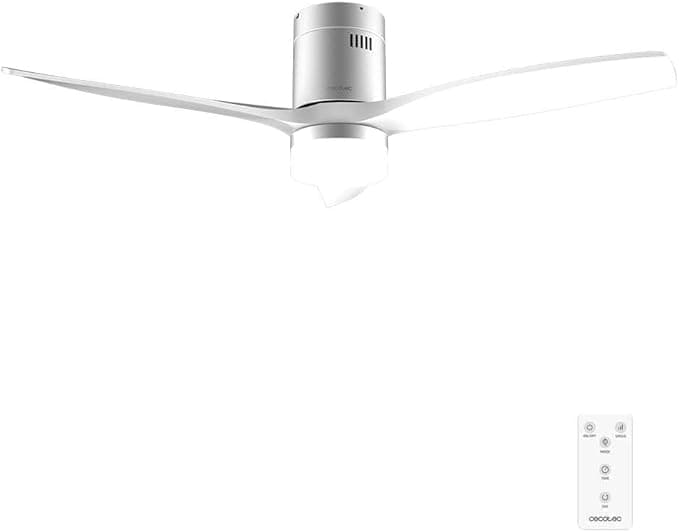 Cecotec Ventilador de Techo con Luz y Mando a Distancia de 52" EnergySilence Aero 5600 Classic Iron&amp;White. Motor DC 40W, 3 Aspas, Luz LED, Temporizador, 6 Velocidades, Modo Winter/Summer