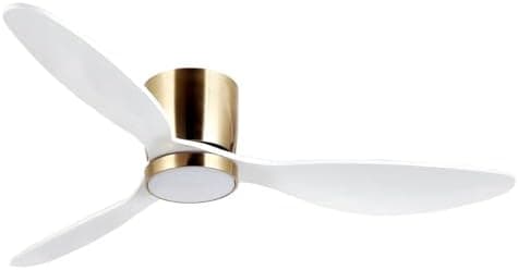 Reiga Ventilador de Techo de Bajo Perfil 132 cm con Luz LED y Mando a Distancia, 6 Velocidades, Motor DC Silencioso, Ideal para Techos Bajos