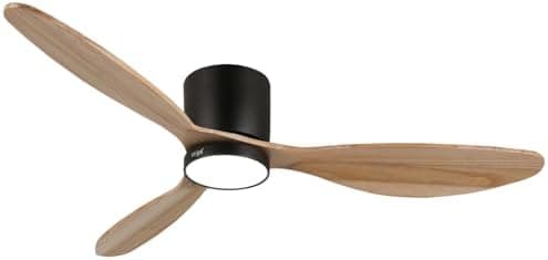 Reiga Ventilador de Techo 132 cm con Luz LED, Mando a Distancia y Temporizador, 6 Velocidades, Motor DC Silencioso, 3 Aspas Modernas
