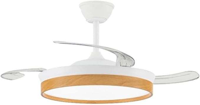 Ventilador de techo AKUNADECOR Ventilador de techo Fragata L Blanco con luz LED y motor DC de bajo consumo | 6 velocidades y láminas retráctiles