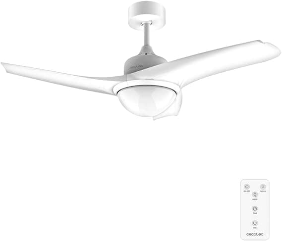 Cecotec Ventilador de Techo con Mando a Distancia, Temporizador y Luz LED EnergySilence Aero 460. 49 W, 106 cm de Diámetro, 3 Aspas, 3 Velocidades, Función Invierno, Diseño en blanco