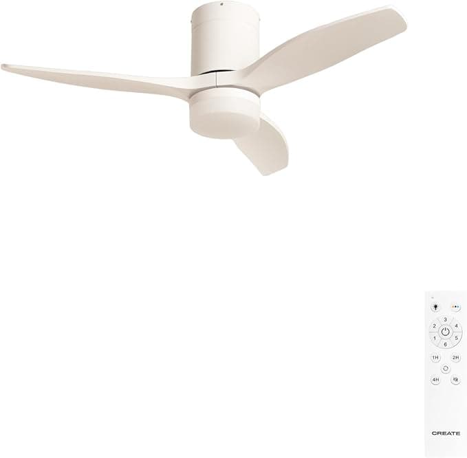 CREATE / WINDCALM S/Ventilador de techo ABS con luz blanco con mando / 40W, Silencioso, Ø112 cm, 6 velocidades, 3 temperaturas de luz, temporizador, función verano-invierno
