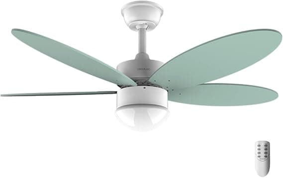 Cecotec Ventilador de Techo con Luz EnergySilence Aero 4260 Mint. 40 W, Motor DC, Diámetro 42" con 5 Aspas Reversibles, Luz LED, Mando a Distancia, Temporizador, 6 Velocidades