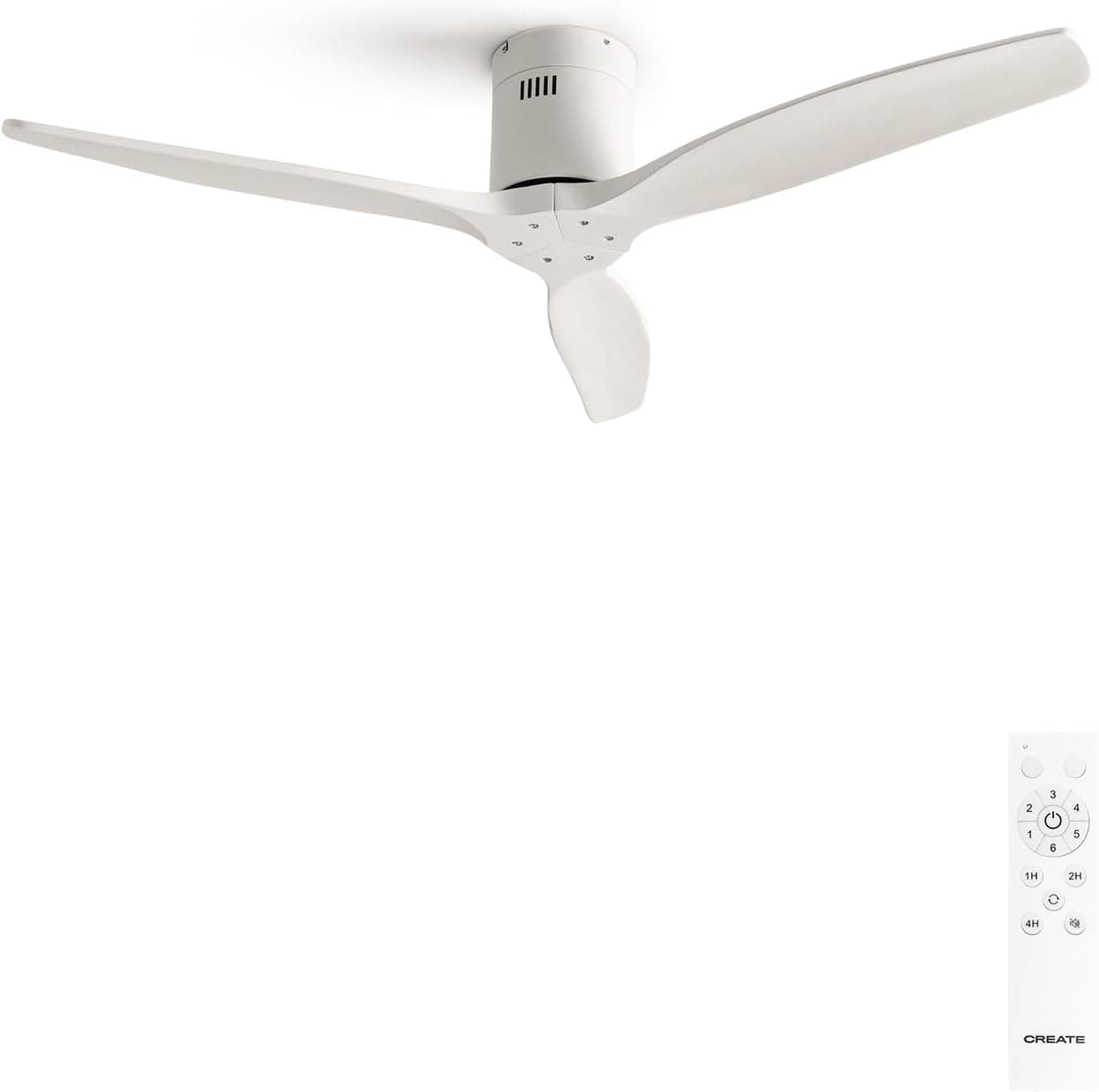CREATE / WINDCALM/Ventilador de techo ABS blanco con mando / 40W, Silencioso, Ø132 cm, 6 velocidades, temporizador, función verano-invierno