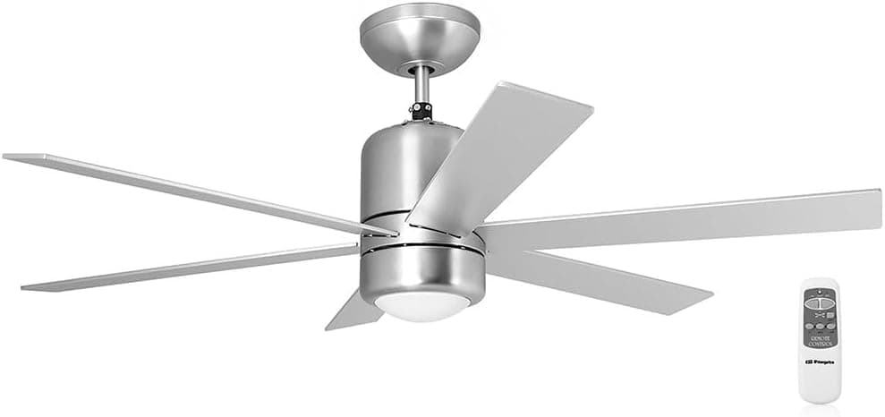 Ventilador de techo Orbegozo Orbegozo CP 50120 Ventilador de Techo con Luz y Mando a Distancia, 6 Aspas, 120 cm de Diámetro, Temporizador, Potencia de 65 W, 3 Velocidades, Color Cromo