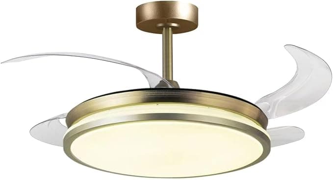 Ventilador de techo BEL AIR HOME Ventilador de techo DUNE con aspas desplegables, luz LED 36W 3 temperaturas, motor DC silencioso, mando a distancia, temporizador, color oro, diseño moderno