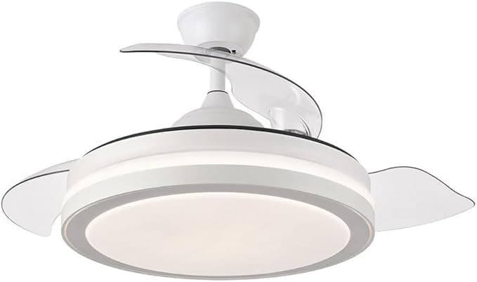 Ventilador de techo ESPARTA MINI Ventilador de techo con luz led, motor DC, color blanco, aspas retráctiles, mando a distancia, temporizador, memoria de luz, 3 tonalidades y 6 velocidades