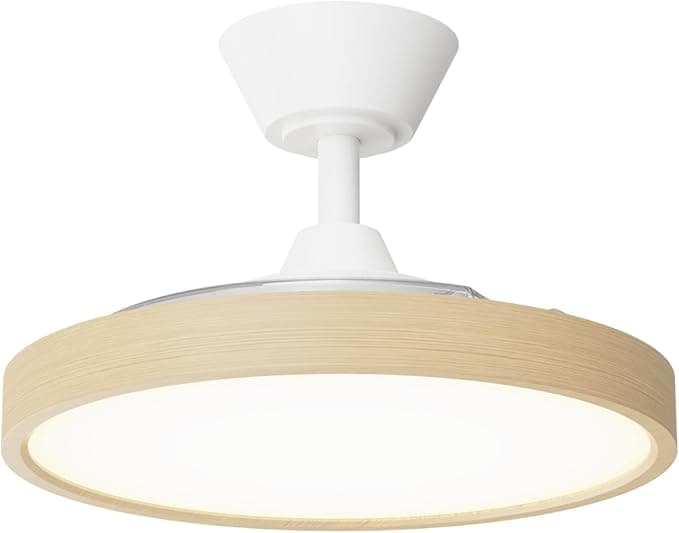 Sulion - Ventilador de Techo con Palas Retráctiles y con Luz LED Regulable BOMBAY ESTILO | Motor DC Silencioso, 6 Velocidades, Mando a Distancia, Función Verano/Invierno, Color Madera