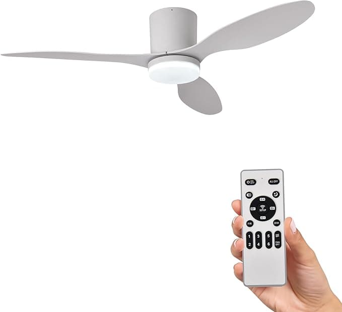 Ventilador de Techo con Luz y Mando a Distancia 106cm (42"), Motor DC Silencioso, 3 Aspas de ABS Efecto Blanco Luz LED Regulable, Bajo Consumo para Dormitorio y Salón(Blanco)