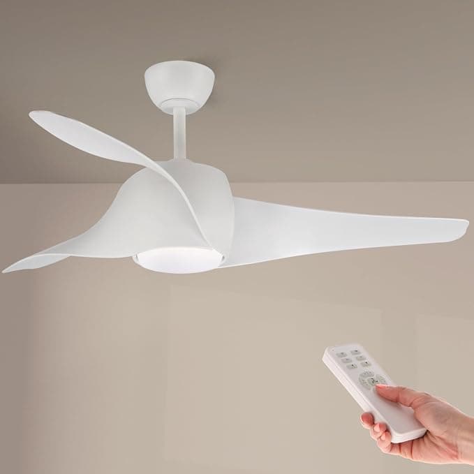 Ventilador de techo M mimotec - Ventilador de Techo con luz Led Fanton Blanco con luz y Mando a Distancia, Bajo consumo, motor DC, 8 velocidades,Silencioso ,3 Aspas, modo invierno-verano, LM8080