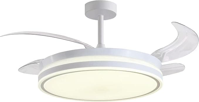 Ventilador de techo BEL AIR HOME - Ventilador de Techo con Aspas Retráctiles, Motor DC Silencioso, Luz LED 36W 3 Temperaturas de Color, Mando a Distancia, Modo Invierno, Diseño Moderno (BLANCO)