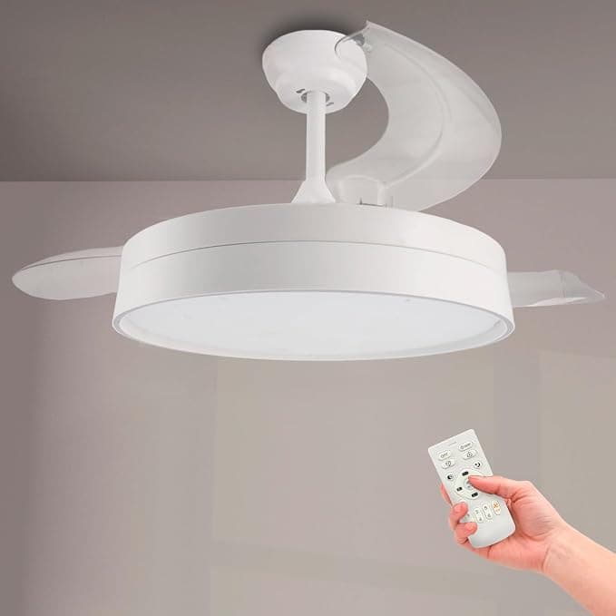Ventilador de techo M mimotec - Ventilador de techo LED White Loki, Temperatura de color regulable, Función Verano/Invierno, 6 velocidades, LM8824