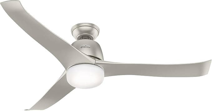 Ventilador de techo Hunter Fan, Ventilador de Techo con Luz y Control Remoto para Interiores, Harmony, 3 Aspas Reversibles, Color Niquel Mate, 137 cm, Ideal para Verano e Invierno, Modelo 50625