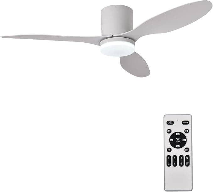 Ventilador de techo Ventilador de Techo con Luz y Mando a Distancia, 106cm, Motor DC Silencioso de Bajo Consumo, 3 Aspas de Plástico Premium Blanco (Anticorrosión), LED Regulable 3 Tonos, para Dormitorio y Salón