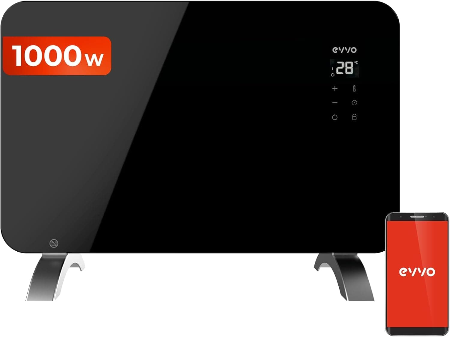 EVVO Convector C1000 Cristal Negro – Calefactor Bajo Consumo de 1…