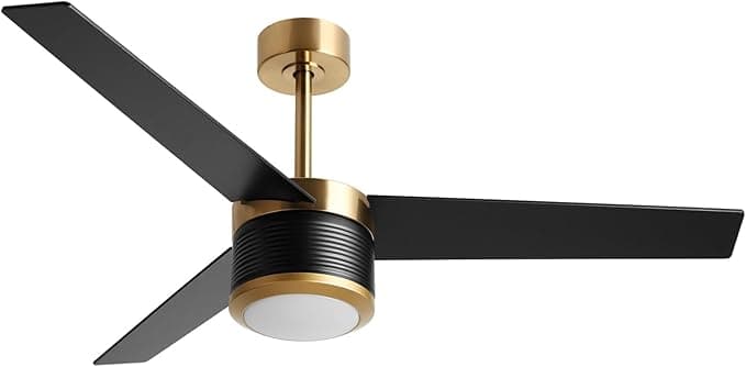 Ventilador de techo reiga Ventilador de Techo con Luz Madera 132CM, Ventilador Techo Silencioso con Motor DC de 3 palas Negro oro
