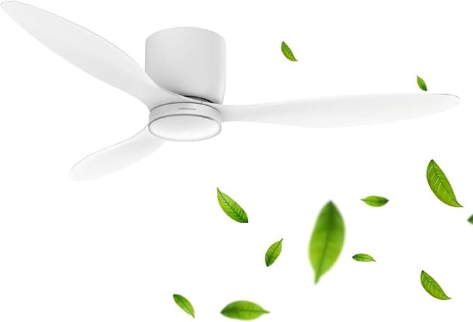 Mellerware - Ventilador de Techo con Mando a Distancia Brizy Bright Minimal 40 W | 6 Velocidades | Ultra silencioso | 3 Aspas 132 de Diámetro | Función Verano-Invierno | Temporizador | LED