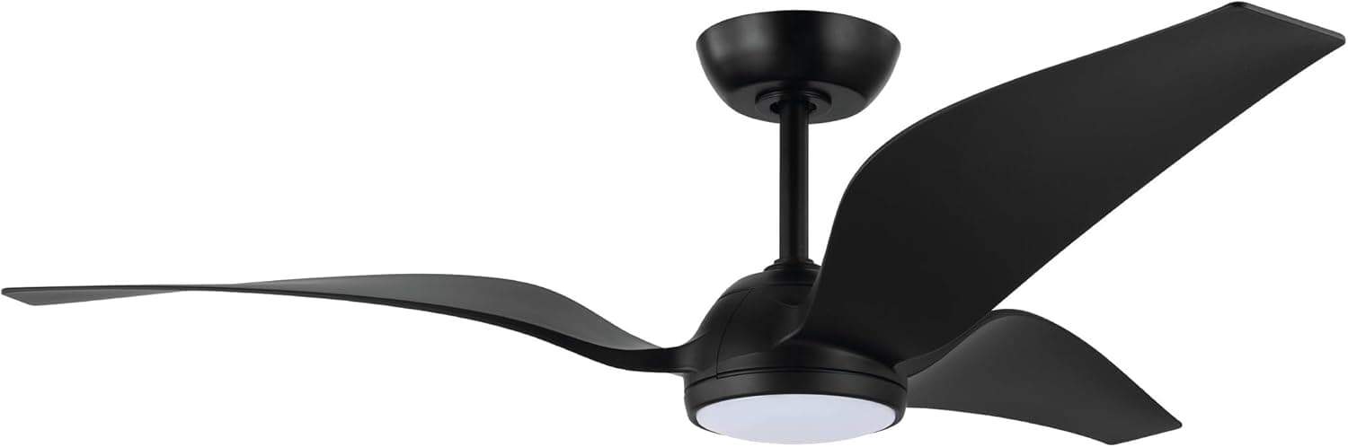 EGLO Mosteiros Ventilador de techo de 3 aspas, con mando a distancia e iluminación, modos verano e invierno, brisa natural, plástico ABS de buen calidad, negro mate, motor CC, silencioso, 142 cm