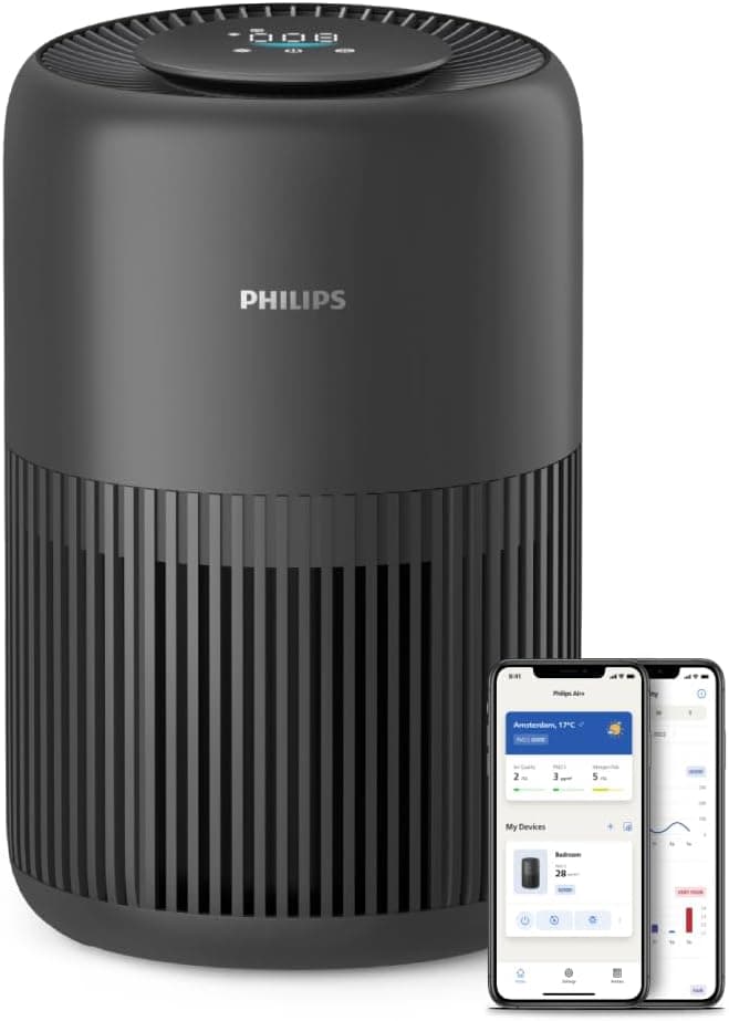 Philips Purificador de aire Serie 900, HEPA NanoProtect + Filtro de carbón activo, CADR 250m³/h para alérgicos de 65m², silencioso, inteligente y de bajo consumo (AC0951/13)