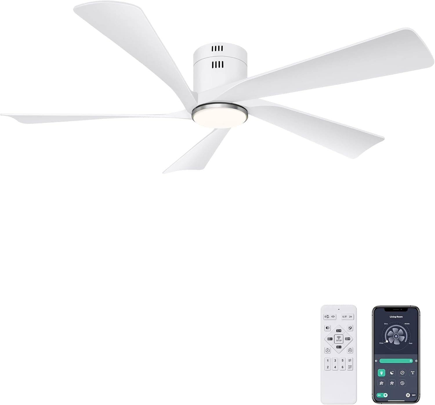 Ohniyou Ventilador de techo de 132 cm con Luz, Mando a distancia …