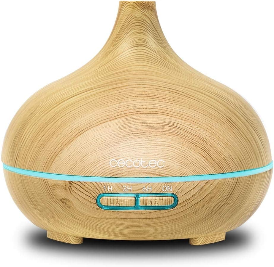 Cecotec Humidificador Ultrasónico y Difusor de Aromas con Temporizador Pure Aroma 300 Yang. 10 W, 300 ml, Temporizador hasta 6 horas, 7 Colores LED, Función Aromaterapia, Ultrasilencioso
