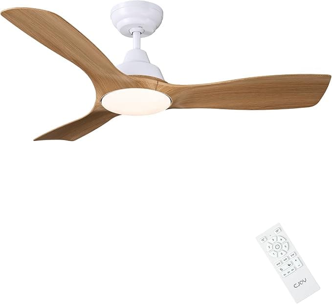 Ventilador de techo CJOY Ventilador de Techo con Luz Silencioso, 42'' 3 ABS Palas de Madera Ventilador de Techo con Iluminación, Tri-Color Regulable, 6 Velocidades, Modo Reposo, DC Reversible para Salón, Dormitorio