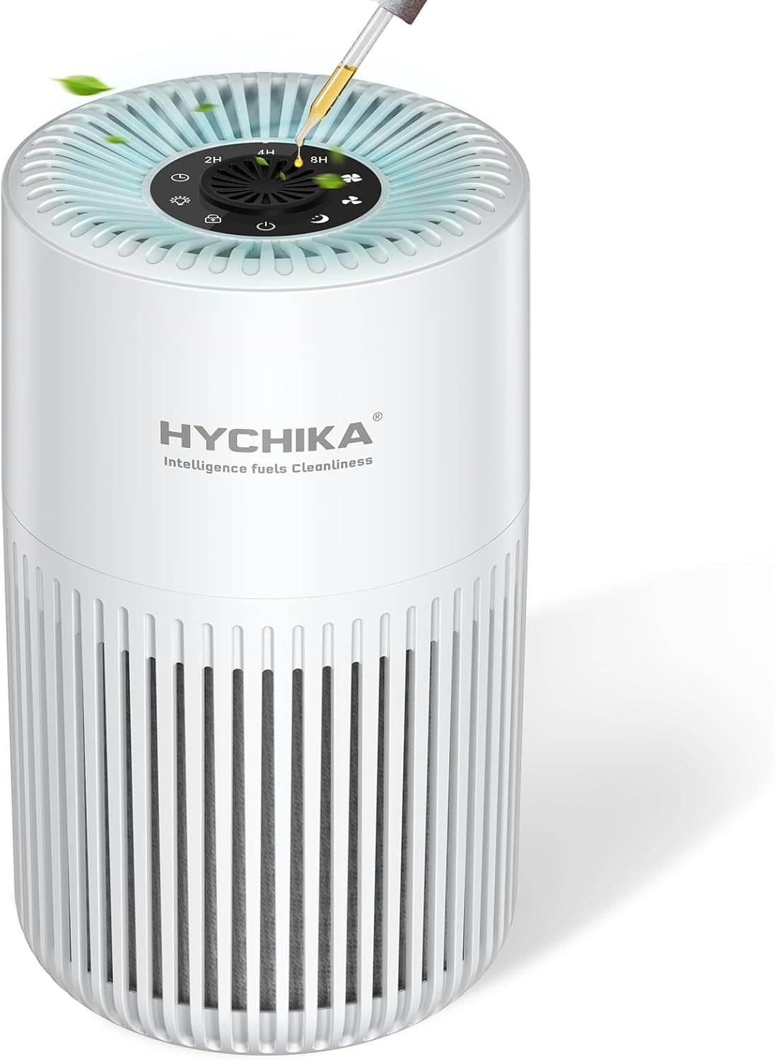 HYCHIKA Purificador de Aire con Filtro HEPA H13, Air Purifier con Aromaterapia, 20dB Modo Sueño, Elimina 99,97% de Polvo, Polen, Humo y Olores, 3 Luces Nocturnas, Temporizador, para Hogar y Dormitorio