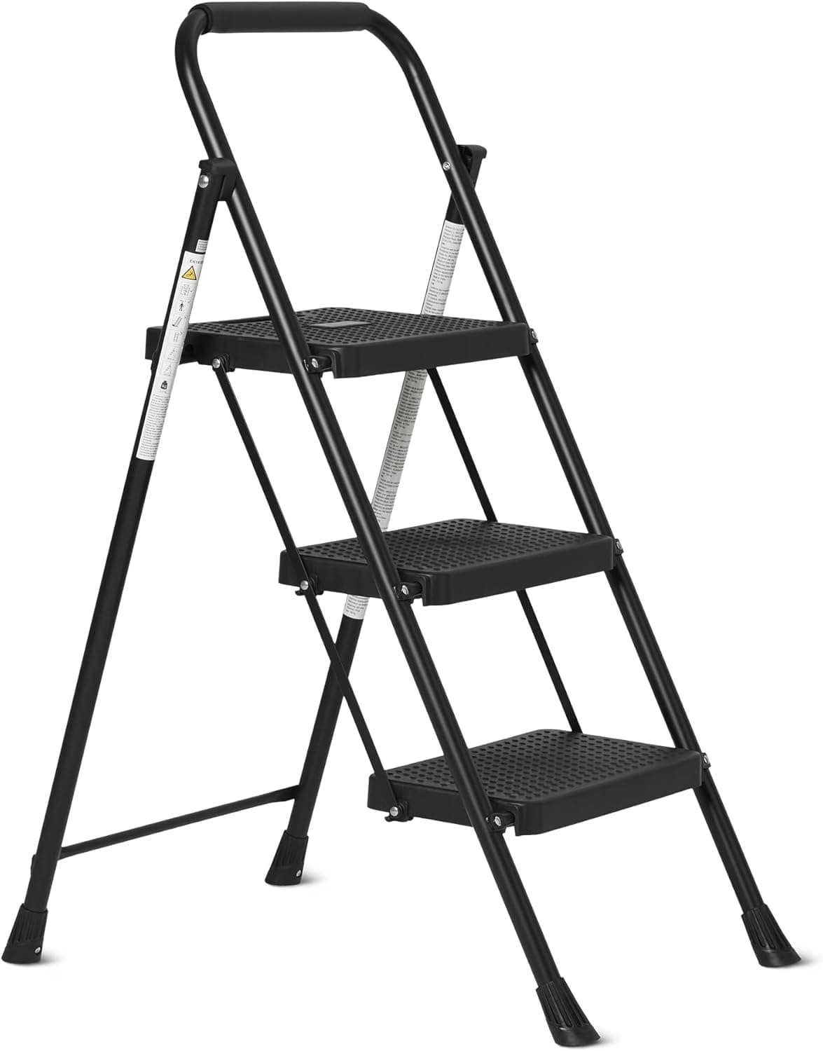 Amazon Basics Escalera Plegable 3 Peldaños, Estructura de Acero c…