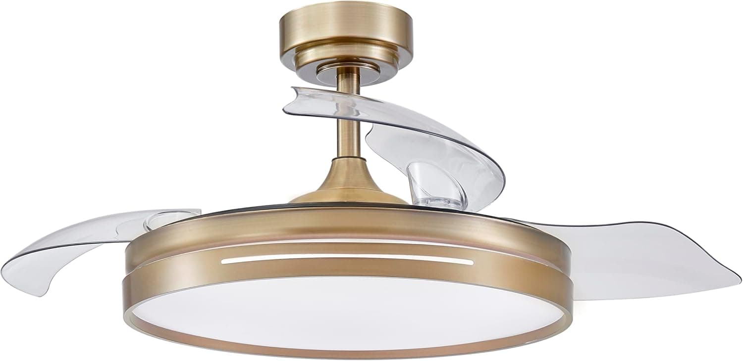 FABRILAMP AKUNADECOR Ventilador Dc Modelo Micenas L Dorado Con Led 72 W