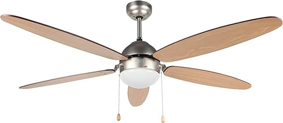 Orbegozo CP 48132 - Ventilador de techo con luz, 5 aspas, sistema de ventilación reversible, diámetro 132 cm, potencia de 60 W y 3 velocidades de ventilación