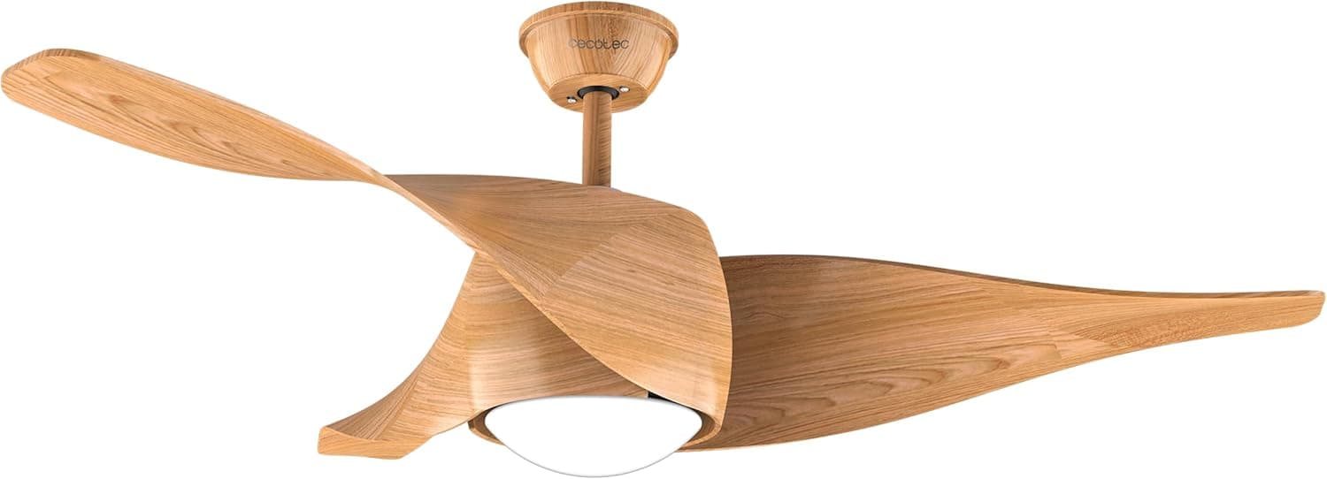 Cecotec Ventilador de Techo con Luz EnergySilence Aero 5290 LightWood. 40 W y 52", con motor DC, Mando a distancia, Luz LED, temporizador programable, Modo winter-summer