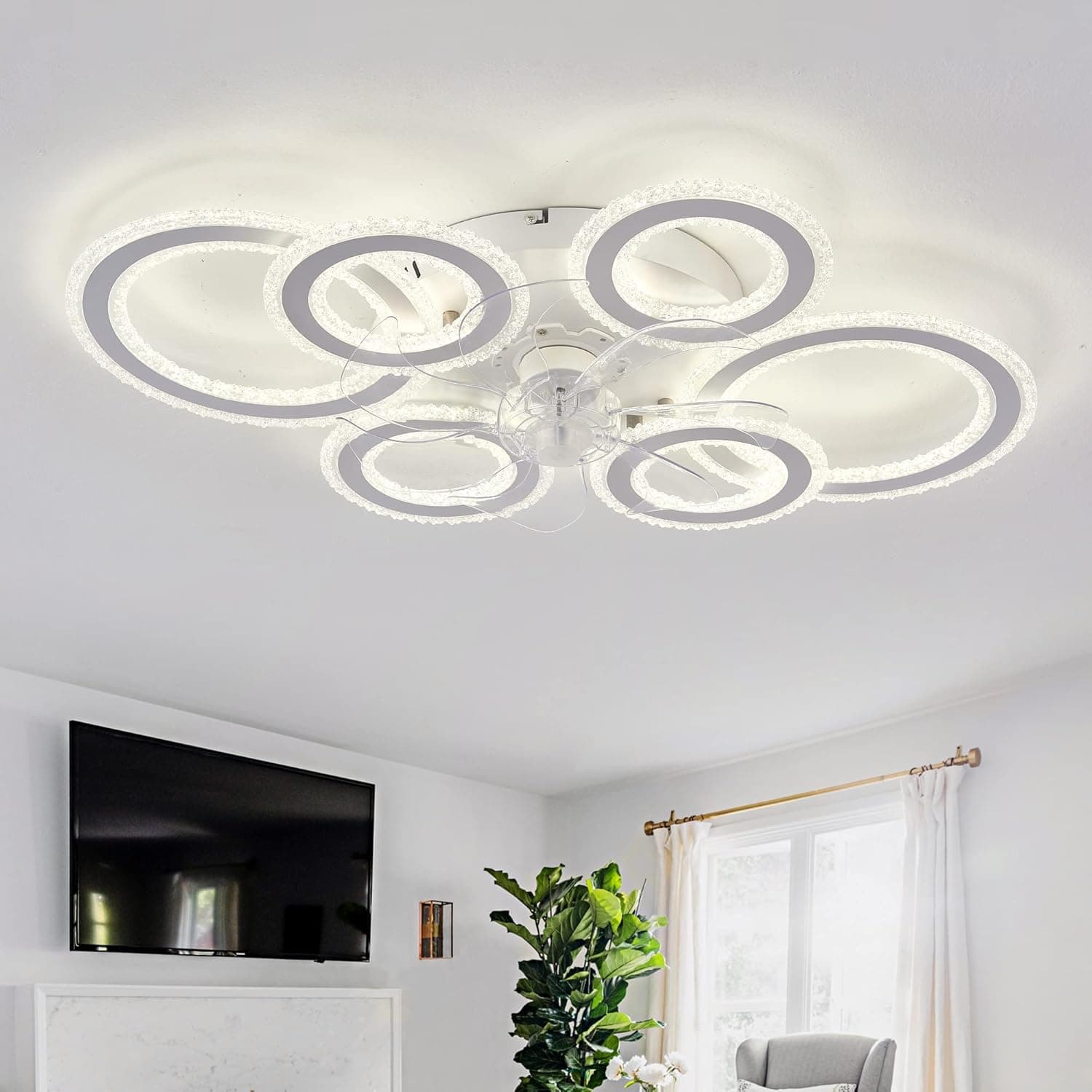 ycwdcz Ventilador De Techo con Luz, 76cm Lampara Ventilador Techo LED