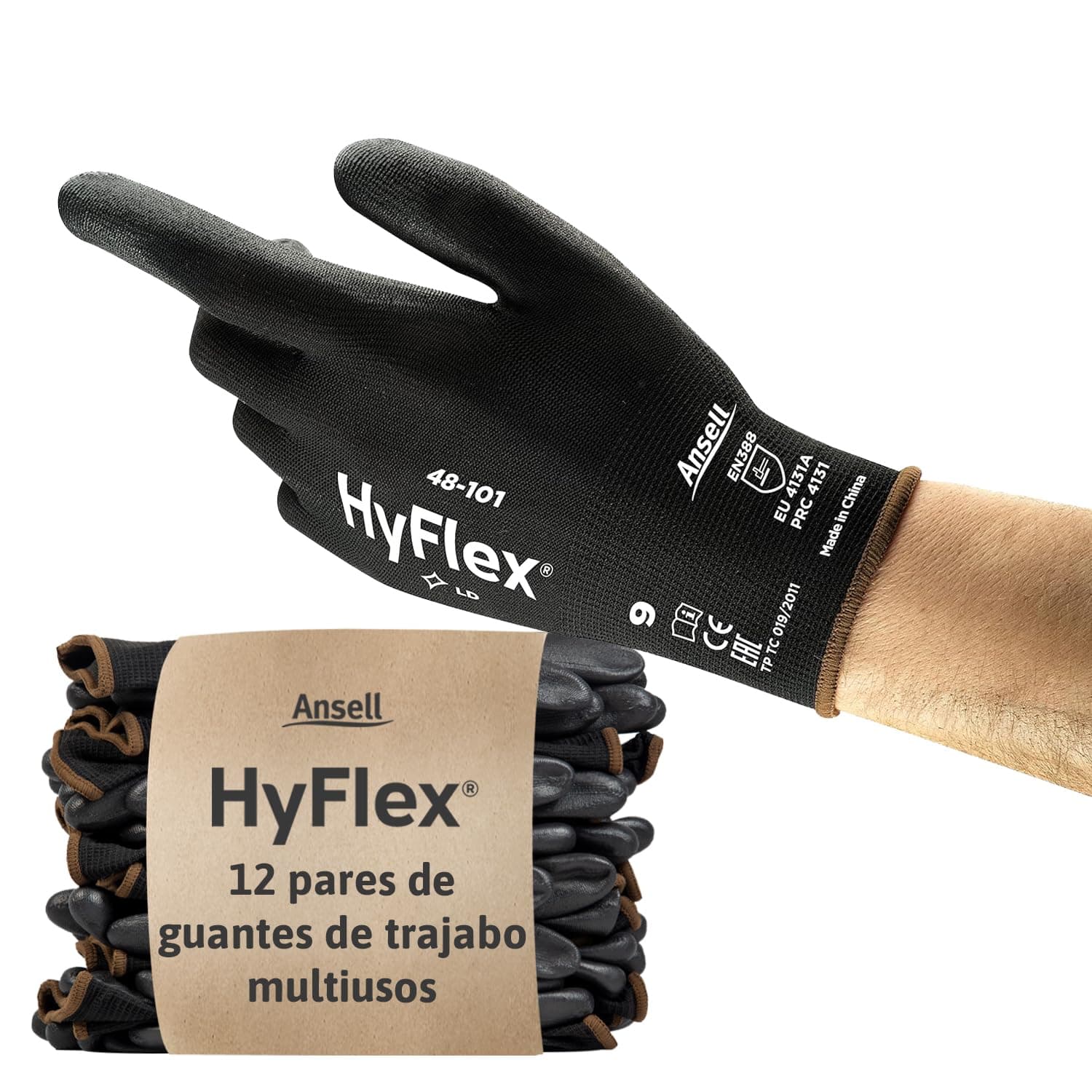 Ansell HyFlex 48-101 Guantes de Trabajo Finos, Alta Precisión Tác…