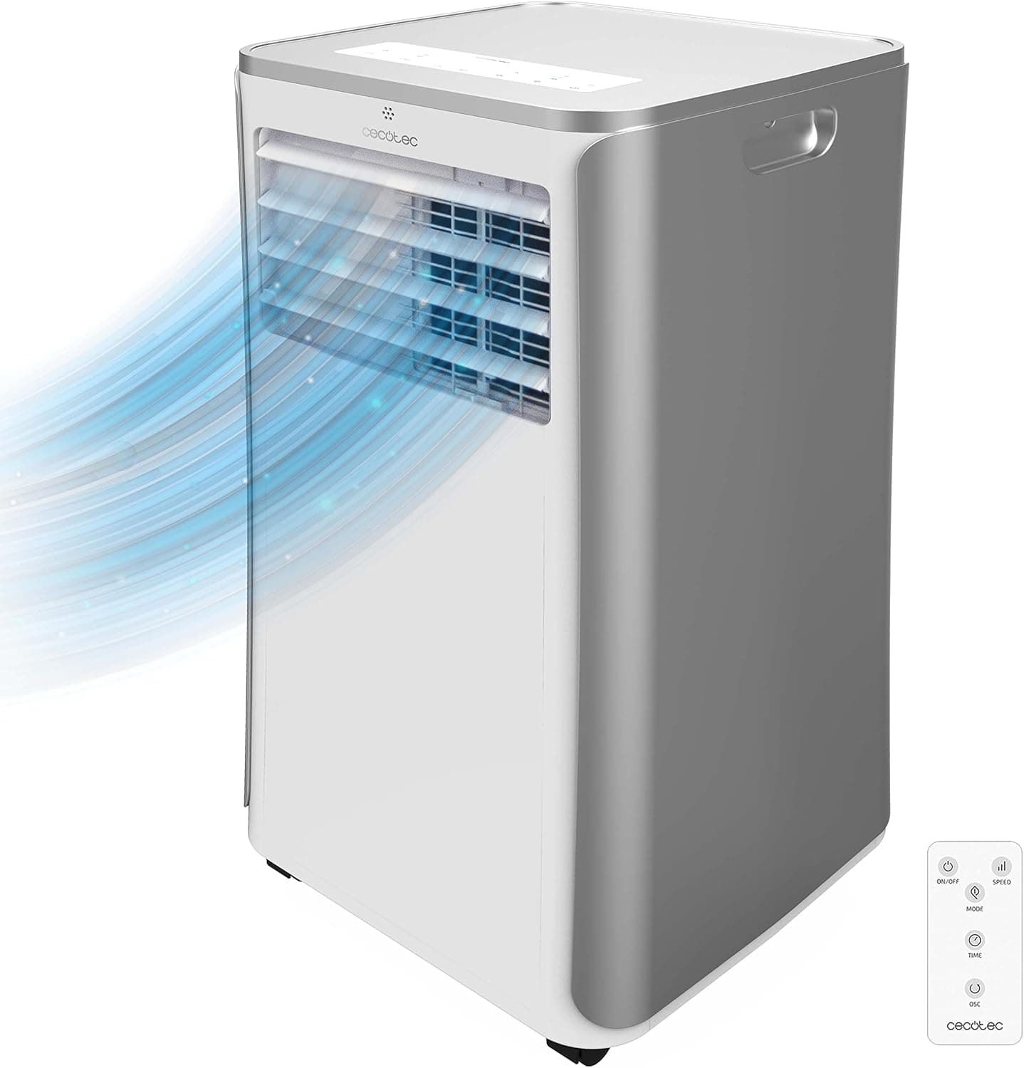 Cecotel Aire Acondicionado Portátil con Mando a Distancia ForceClima 9100 Soundless, 9000 BTU, Bajo Consumo, Pantalla LED, 4 Modos, 2 Velocidades