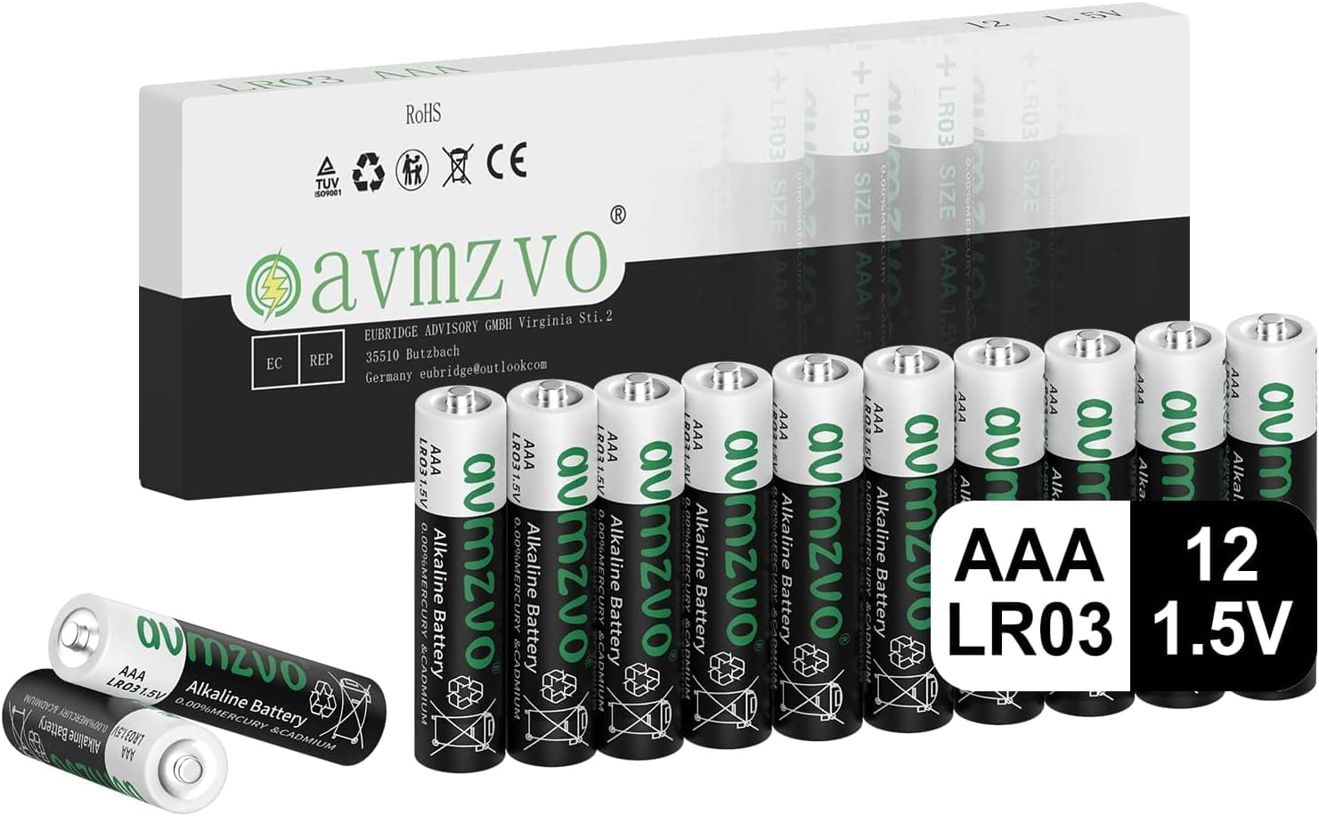 Pilas AAA, Pila LR03 alcalinas 1,5 V, 12 Unidades, Potencia Durad…