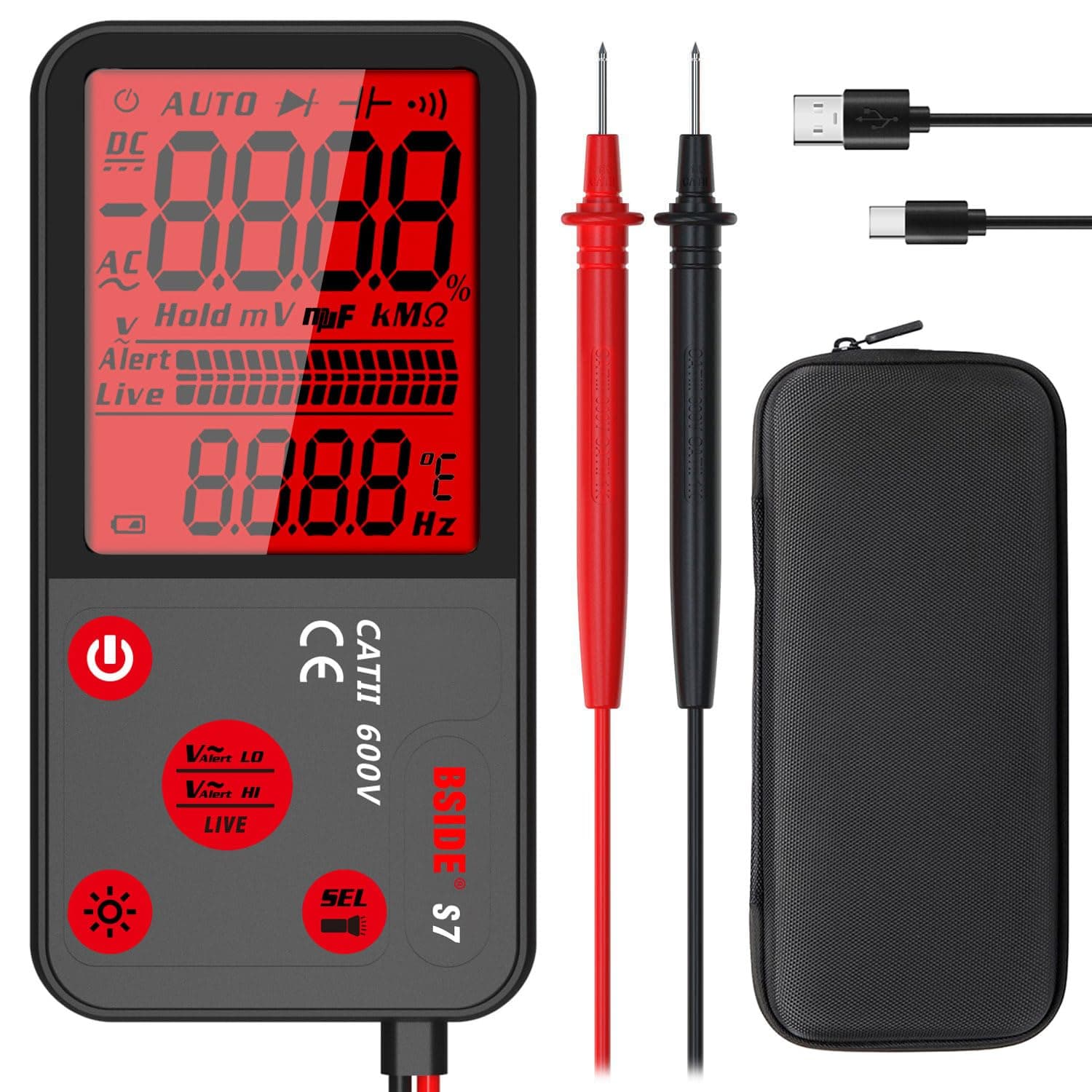 BSIDE Digital Multimeter Rechargeable Large Screen Automatic Pock…