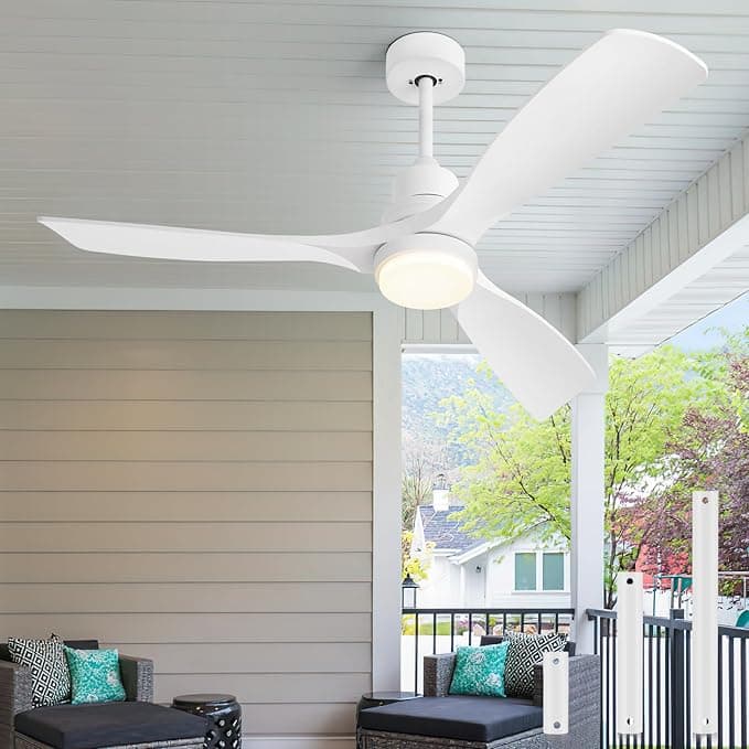 Ventilador de Techo con Luz y Mando a Distancia, Blanco Ventiladores de Techo de 132 cm con Lámpara Luz Led con Motor DC, 3 Aspas, 6 Velocidades, Silencioso, Temporizador, para Dormitorio Salón
