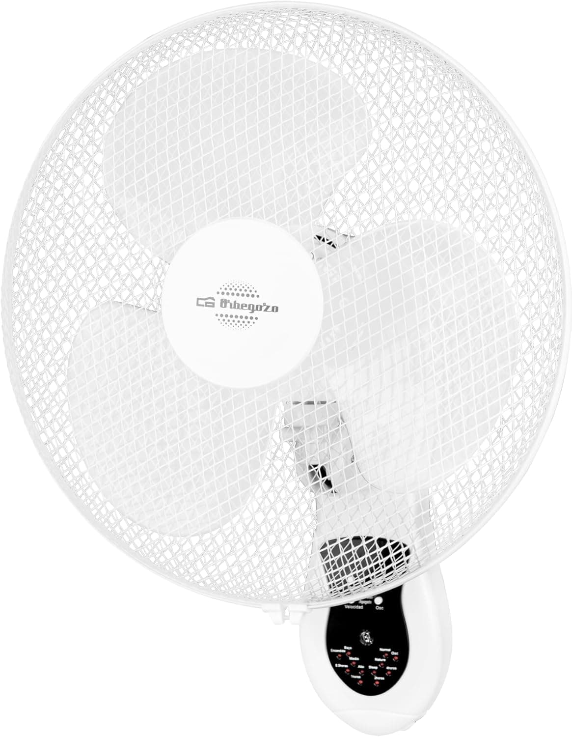 Orbegozo WF 0242, Ventilador de Pared, Mando a Distancia, 3 velocidades de ventilación, Cabezal oscilante multiorientable, temporizador, 40 W, color blanco