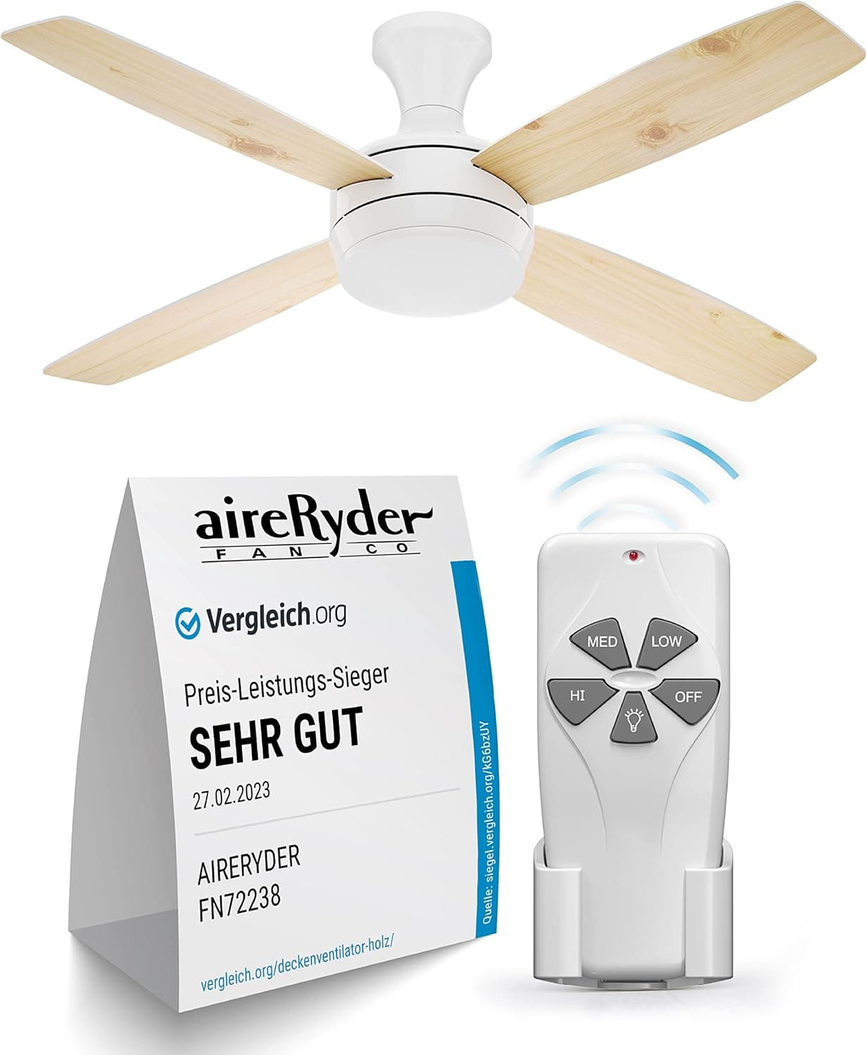 AireRyder FN72217 Ventilador de Techo, 50W, 240V, Níquel Cepillado