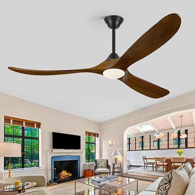 Ventilador de Techo con Luz de Madera, Ventiladores de Techo de 152cm Exterior para Patios, Ventilador de Techo Modernos Grande Silencioso