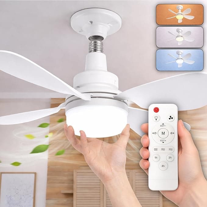 Ventilador de techo CLAR - Ventilador De Techo Con Luz, Ventilador Techo Habitación Pequeña, Ventilador De Techo Pequeño, Ceiling Fan With Light
