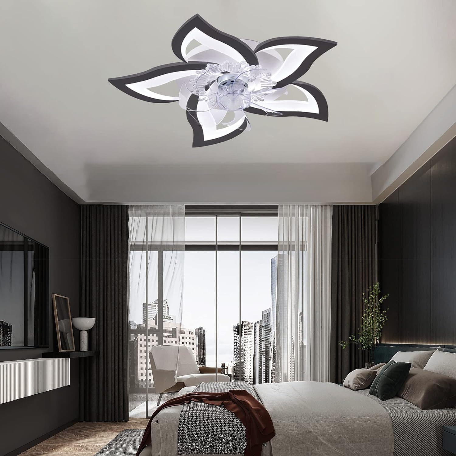 ycwdcz Reversible Ventilador Techo con Luz Y Mando A Distancia, 132cm