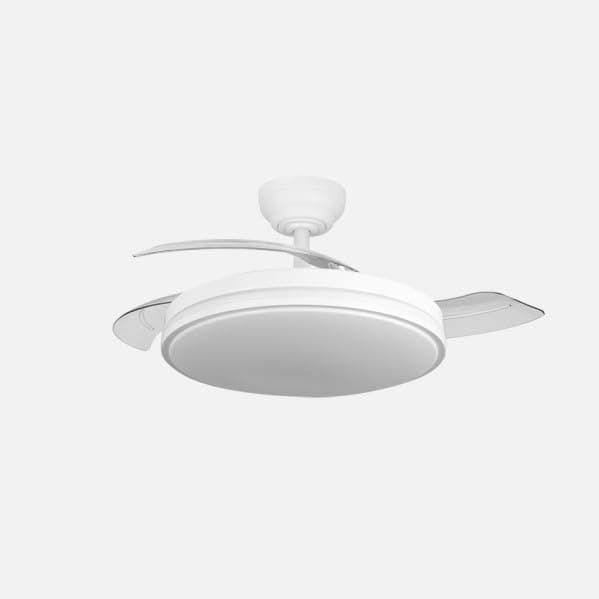Ventilador de techo ABRILA - Ventilador DC Relámpago 60W | 3 Aspas Desplegables | LED Integrado | Control Remoto | Regulable en Intensidad | Temporizador | 36x48/107 cm