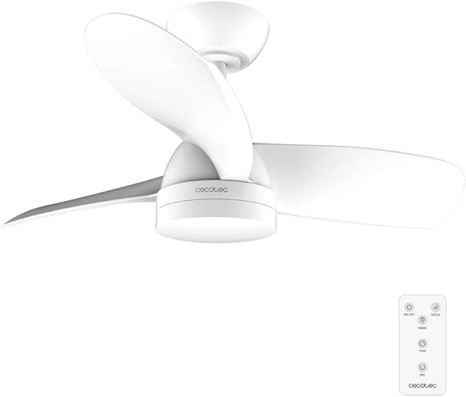 Ventilador de techo Cecotec Ventilador de Techo con Luz EnergySilence Aero 3050 White. 35 W, Motor DC, Diámetro 36” con luz LED, Mando a distancia, Temporizador, 6 Velocidades y 3 Aspas