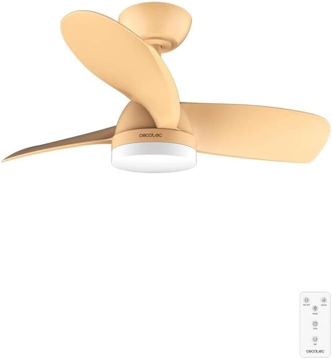 Ventilador de techo Cecotec Ventilador de Techo con Luz EnergySilence Aero 3050 Orange. 35 W, Motor DC, Diámetro 36” con luz LED, Mando a distancia, Temporizador, 6 Velocidades y 3 Aspas