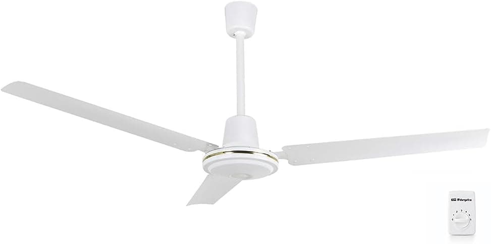 Ventilador de techo Orbegozo Orbegozo CF 85120 Ventilador de techo con 5 velocidades, Interruptor de pared, 3 palas, 120 cm diámetro, 70 W, Blanco