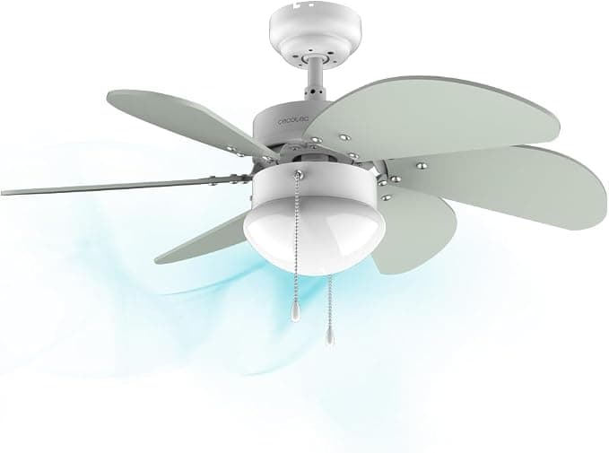 Ventilador de techo Cecotec Ventilador de techo EnergySilence 3600 Vision Mint. 50 W, Diámetro 92 cm, Lámpara, 3 Velocidades, 6 Aspas reversibles, Función Verano/Invierno, Interruptor de Cadena, Blanco/Menta