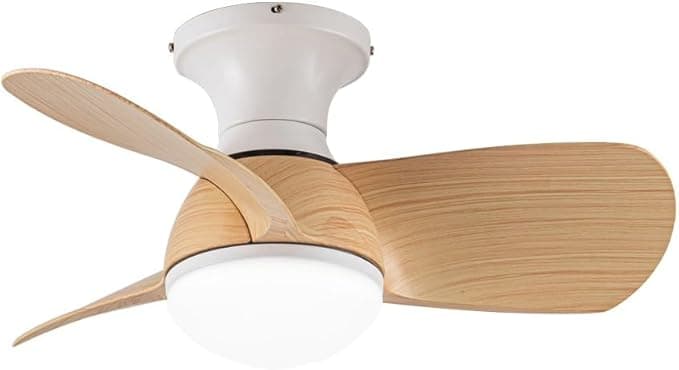 Ventilador de techo wonderlamp Ventilador de techo pequeño ø64cm silencioso LED Mancado Blanco+Haya CCT 3000-4000-6000K, Intensidad Regulable 20W