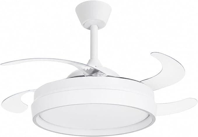 Ventilador de techo Ventilador de Techo con Luz LED 40W+40W Motor DC, 5900lm, Ultra Silencio 4 Aspas retráctiles, Mando a Distancia, 6 Velocidades, Temporizador 1/2/4H,3 Tonos 3500K/4000K/6500K, Función Verano/Invierno