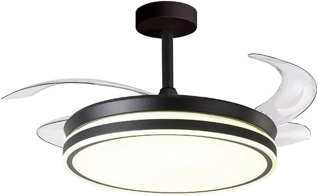 Ventilador de techo BEL AIR HOME - Ventilador de Techo con Aspas Retráctiles, Motor DC Silencioso, Luz LED 36W 3 Temperaturas de Color, Mando a Distancia, Modo Invierno, Diseño Moderno (NEGRO)